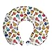 ABAKUHAUS Gracioso Cojín de Viaje para Soporte de Cuello, Lúdica Friendly Monstruos, de Espuma con Memoria Respirable y Cómoda, 30x30 cm, Multicolor