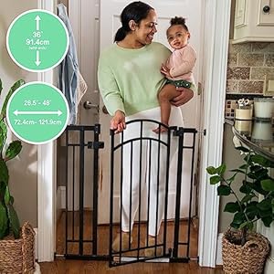 Summer Infant Multi-Use Decorative Extra Tall Walk-Thru Baby Gate, Fits Openings 28.5-48 Inch (Pack of 1), Black Metal, for Doorways and Stairways, 36' Tall Baby and Pet Gate, Black, One Size Summer Infant Multi Use Decorative Extra Tall Walk Thru Baby Gate Fits Openings 285 48 Inch Pack of 1 Black Metal for Doorways and Stairways 36 Tall Baby and Pet Gate Black One Size
