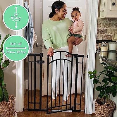 Summer Infant Multi-Use Decorative Extra Tall Walk-Thru Baby Gate, Fits Openings 28.5-48 Inch & Metal Expansion Extra Wide Safety Pet and Baby Gate, 44-71 Wide, 36 Tall