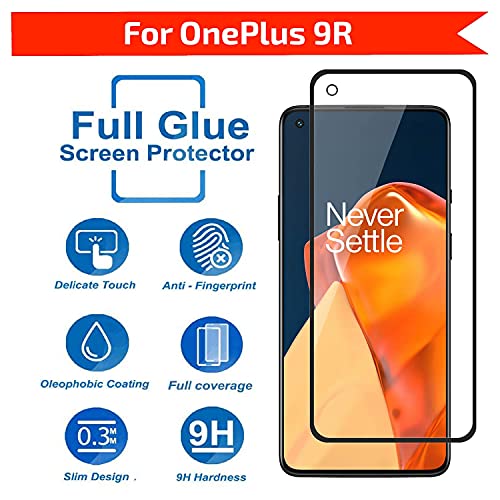 Image of STP FEEL Tempered Glass 11D Screen Protector Guard Compatible For OnePlus 9RT (Black, Pack of 2) Edge to Edge Coverage with Easy Installation Kit