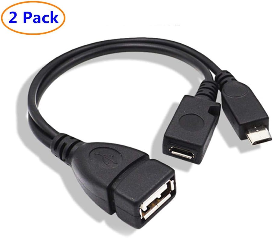 ANRANK MO2001AK Micro USB Host OTG Cable with USB Power for Samsung/HTC/Nexus/Lg Phones and Tablets - Black (2 Pack)