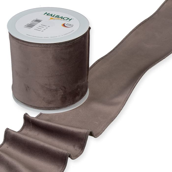 FloristryWarehouse Grey Christmas Velvet Fabric Ribbon 100mm (4") Wide on 8m roll Wired Edge - Image 3