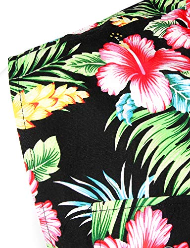 Jogal Men's Sleeveless Flower Casual Button Down Hawaiian Shirt X-Large A358 Blackhibiscus #TOP5