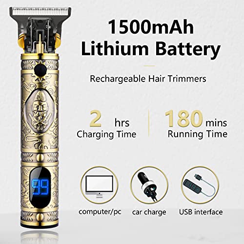 Wahlsa Professional Hair Trimmer Zero Gapped Detail Beard Shaver Barbershop Baldheaded Hair Clipper T-Blade Hair Clipper For Men Electric Pro Li Outline Trimmer Grooming Kit Led Display (Golden #TOP3