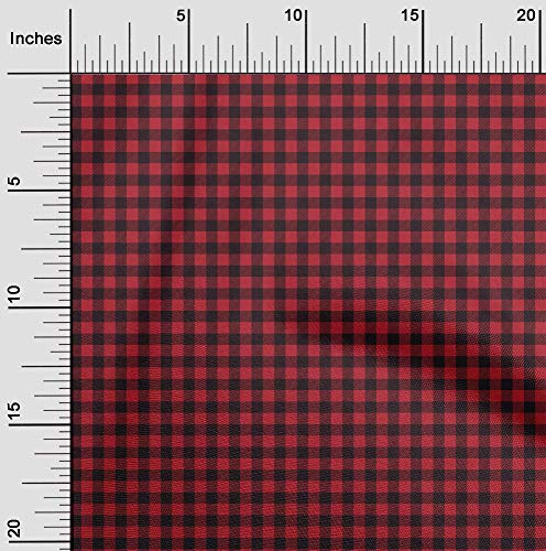 oneOone Cotton Poplin Red Fabric Check Dress Material Fabric Print Fabric By The Yard 42 Inch Wide - II