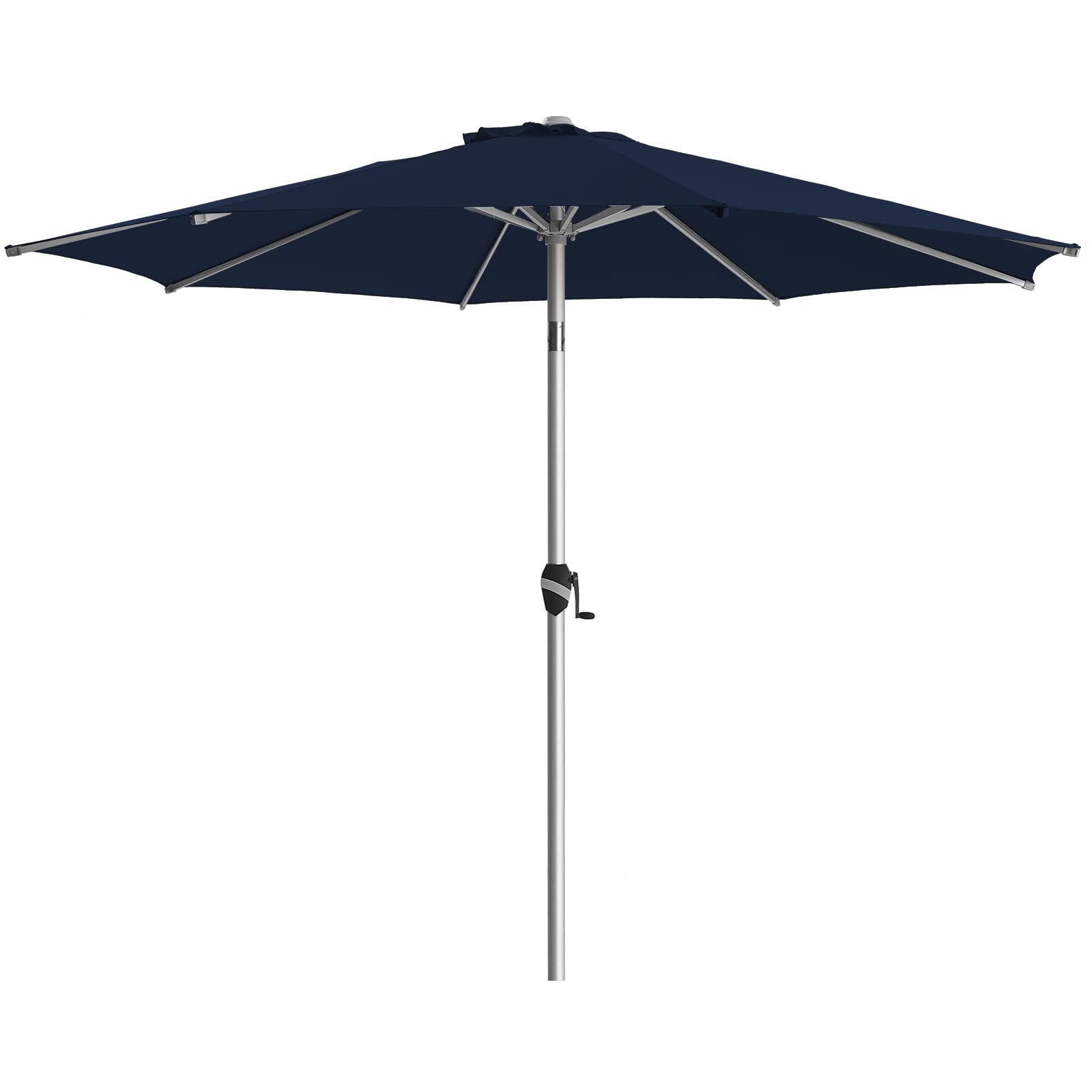 BLUU 9 FT Aluminum Outdoor Patio Umbrella, 5-YEAR Fade-Resistant Outdoor Market Table Umbrella with Push Button Tilt, for Pool, Deck, Garden and Lawn (Navy Blue)