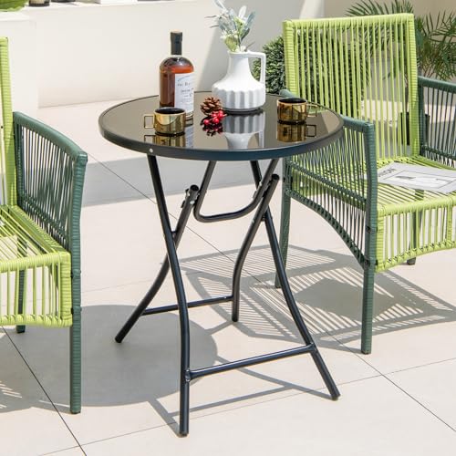 image for Tangkula 23 Inches Round Folding Table, Outdoor Patio Bistro Table wit