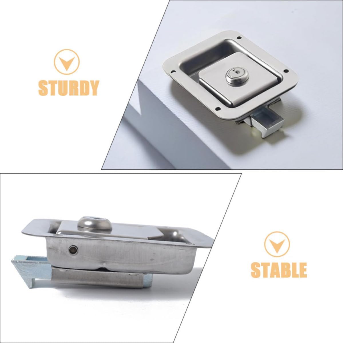 Outanaya Stainless Steel Toolbox Easy Installation for Replacement Paddle Lock with High Reliability Sleek Silver Lock Truck Bed Toolboxes