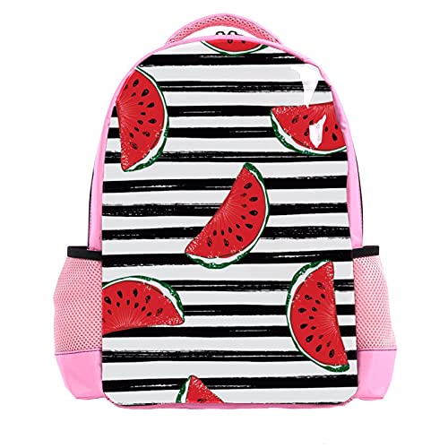 Sac à dos d'école garçon rouge pastèque à imprimé feuilles tropicales solide et léger