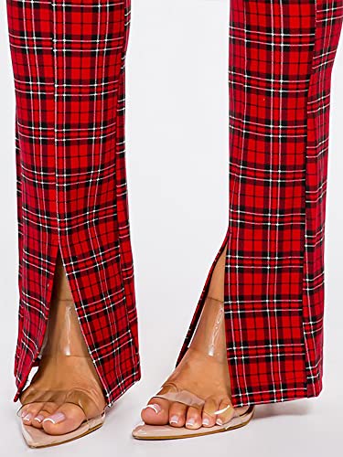 A2Y Women's Front Slit Dressy Flare Skinny Ponte Long Pants3