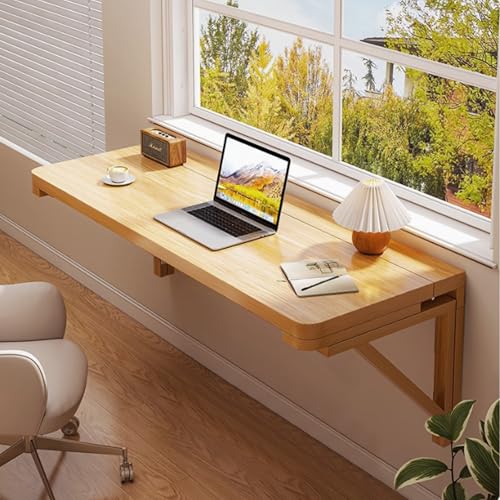 Table pliante murale en bois avec support en métal pour gain de place