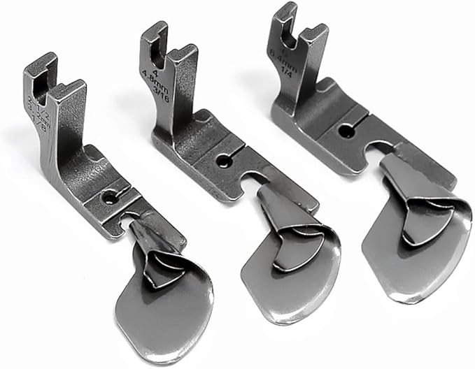 3 Pieza Pie Industrial Curvo Pies Ancho 1/8" 3/16" 1/4" Compatible con Brother JUKI CONSEW Singer miniatura 2