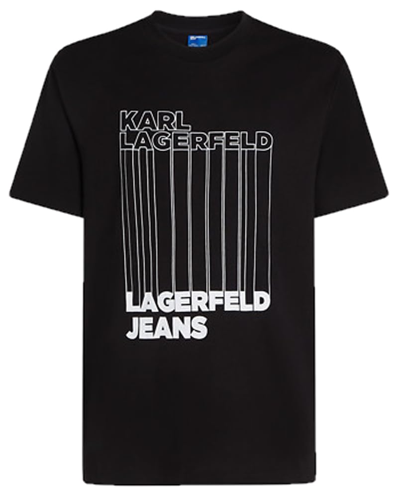 Karl Lagerfeld Jeans, Herren, Regular Kurzarm Barcode T-Shirt, Normale Passform