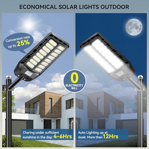 Image of VOOJOY 8000W Solar Lights Outdoor, Solar Street Lights Outdoor Waterproof with Motion Sensor and Remote Control, 6500K Dusk to Dawn Security Flood Light for Outside, Yard, Parking Lot, Garden, 1 Pack