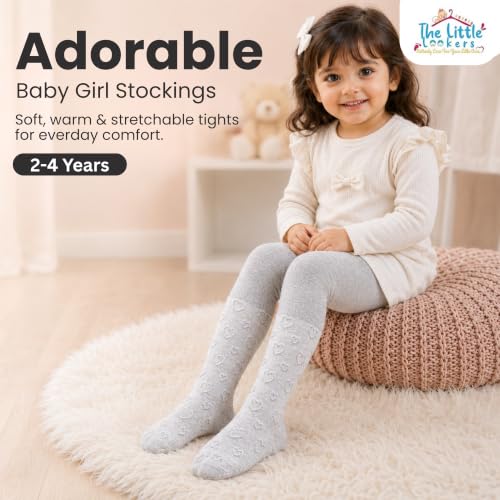 Image of THE LITTLE LOOKERS Baby Tights Thick Toddler Baby Girl Seamless Knit Leggings Thick Solid Cotton Stockings Footed Pants Pantyhose for Years Baby