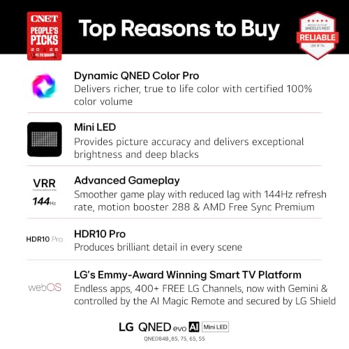 LG 85-Inch QNED evo AI QNED84B Series Mini LED 4K Smart TV, 2026 Model ...