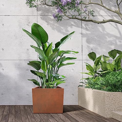 Elevens Corten Steel Planter Box, Large Planters For Outdoor Plants Tall Planter Box Garden Steel Planter Pot For Patio, Deck And Backyard, Brown 24 * 24 * 20" #TOP4