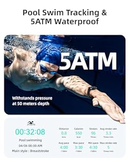 Parsonver Smartwatch GPS Integrato, 5 ATM Impermeabile Orologio da Nuoto per Piscina/Acque Aperte, Orologio Fitness con Display AMOLED, 100+ Sportive, Frequenza Cardiaca,Sonno (Nero, 42 mm)