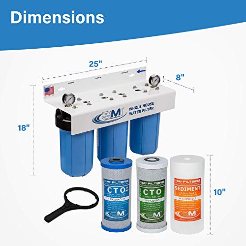 Applied Membranes Inc. 3-Stage Whole-House Water Filter System With 10-Inch Sediment And Carbon-Block Filters #TOP2