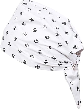 BISMAADH 100% Cotton Sikh Religious Khanda Printed Patka Durag Skull Cap