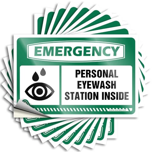 Mechanic Stickers Emergency Personal Eyewash Station Inside Stickers 10Pcs Tool Box Stickers Bar Sign for Home Decor(6X9CM)