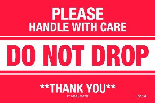 Polar TechSCL209 Mailers and Small Packages Labels, Please Handle with Care Do Not Drop, 3" Length, 2" Width