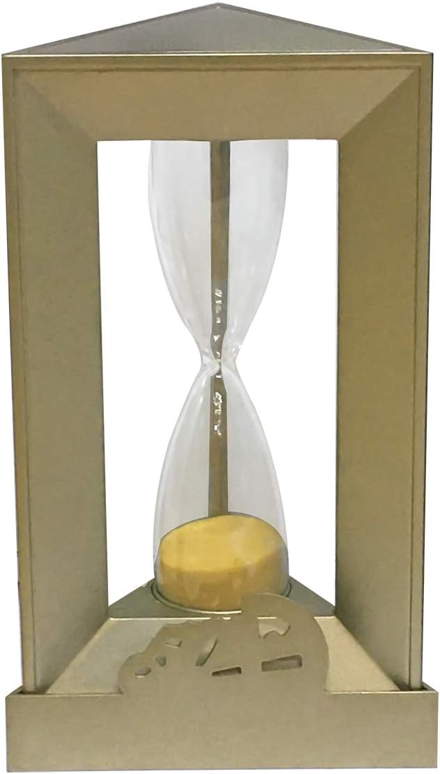 Hourglass Sand Timers,3-4 Minute Hourglass, Zinc Alloy+Glass Timer 360 Degree Rotation Hourglass Vintage Engraving Hourglass (Gold) RKS-H003