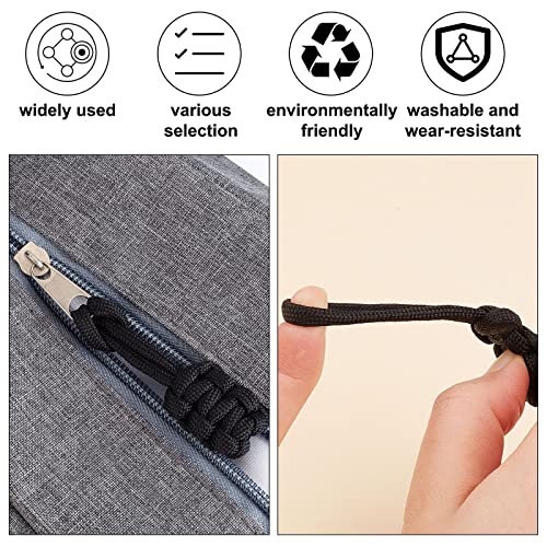 Image of GORGECRAFT 10PCS Zipper Pulls Replacement Universal Nylon Zipper Repair Kit Zipper Slider Pull Tab Zipper Fixer Metal Zipper Head Hand Woven Pull Rope Zipper Handle Cord Pull Tab for Bags, Black