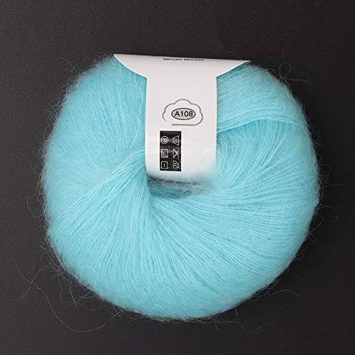 Image of Popular Soft Mohair Knitting Angora Wool Yarn For Diy Knitting (With A Crochet)(07 Water Blue)