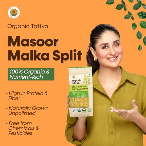 Image of Organic Tattva Masoor Dal 500gms, Malka Split - Red Lentils for Everyday Cooking Masoor Dal, Soups, and Indian Meals