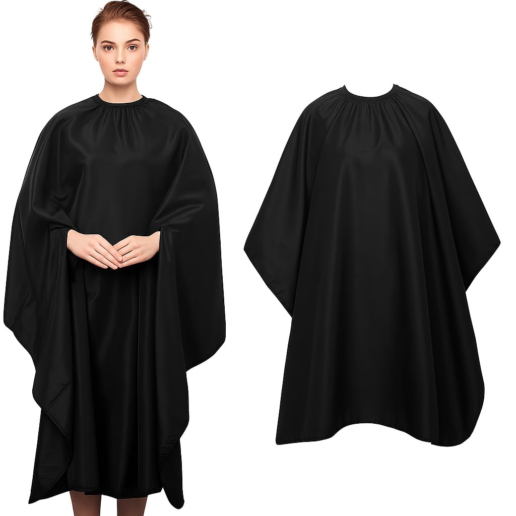 Hot Hairs Waterproof Professional Hair Cutting Cape Black Barber Apron Sheet for Men & Women with Neck Closure Hairdressing Cloth for Salon & Home (Pack of 2)-image-24