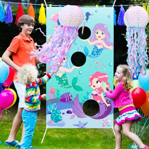 Image of WP WANNA PARTY Mermaid Jellyfish Lantern - Mermaid Lantern Decorations for Mermaid Theme Birthday Decoration, Under The Sea Theme, Baby Shower, Ocean & Beach Room Hanging Decor, Multicolor