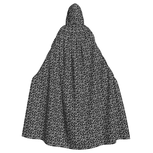 Cape à capuche sorcière noir et blanc idéale pour bal masqué et festivals