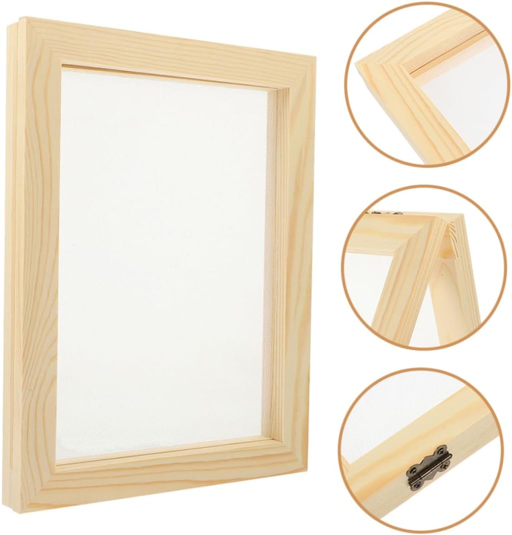 IWOWHERO 2pcs Paper Making Screen Mold Kit Wooden Frame Mesh for Handmade Paper Crafting for Boys and Girls and Adults Reusable and Easy to