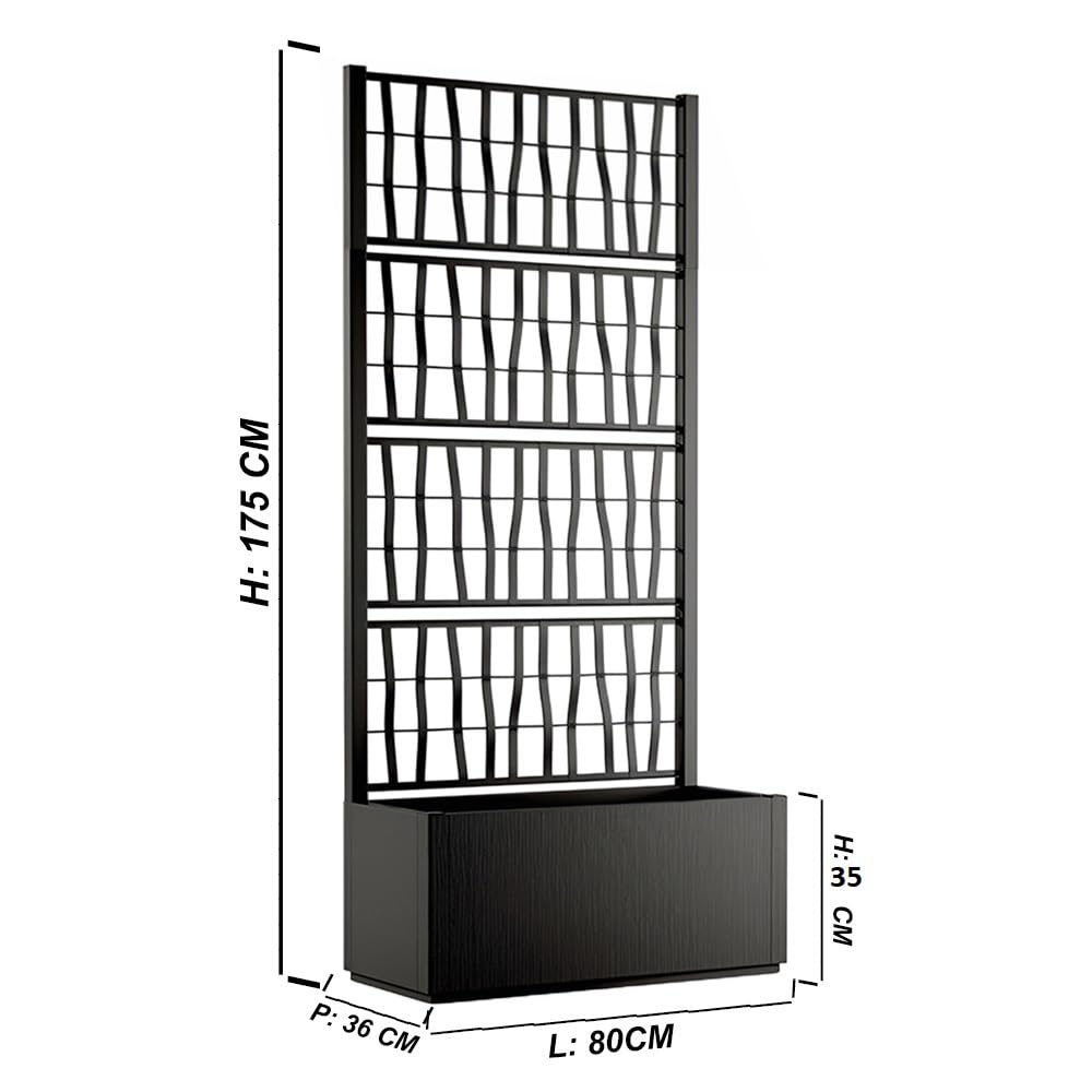 Fioriera alta cm 175 con vaso largo cm 80 Spalliera Grigliata separe' Grafite rampicante modulabile e componibile per Esterni Giardini Terrazze separatore ambienti locali commerciali