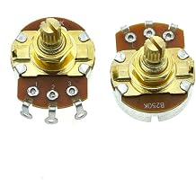 KAISH Pack of 2 Full Size Metric Guitar Bass Pots with 15mm Short Brass Shaft Audio Taper B500K