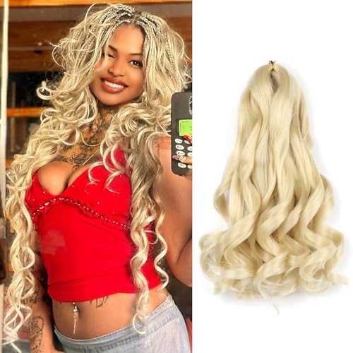 Blonde French Curl Braiding Hair 10 Inch Color 613 Curly Braiding Hair Pre Stretched 8 Packs French Curl Crochet Braids for Box Braids with Curly Ends for Black Women