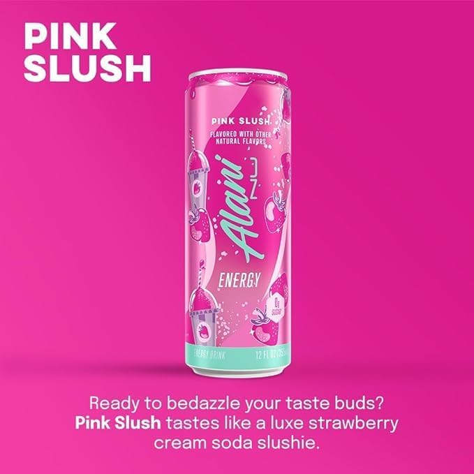 New Alani Sugar Free Energy Drink Cherry Slush, Blue Slush, Pink Slush Flavor 12 fl oz Low-Calorie Energy Boost Drinks (Pack of 6)