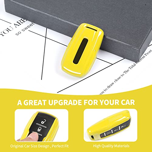 Image of RAZPOY for RAM Key Fob Cover, ABS Key Case Cover Holder Protector Compatible with for 2018-2023 Dodge RAM 1500 2500 3500, Yellow