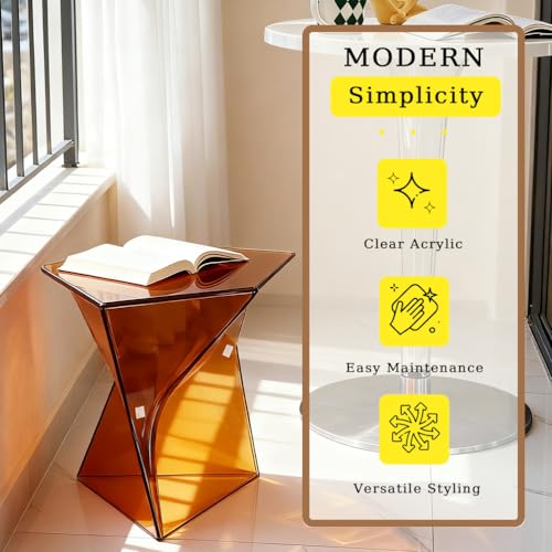 Table d'appoint géométrique en acrylique pour petits espaces et salons encombrés
