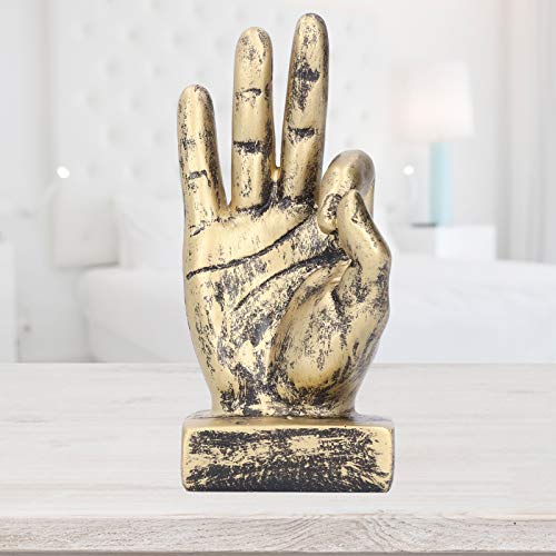 Estatua Decorativa de Resina con Gesto OK Dorado miniatura 5