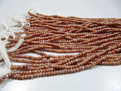 LKBEADS Naturalny kolor brzoskwiniowy srebrne koraliki rozmiar 3-4 mm, powlekane brzoskwiniowe/różowe koraliki sznur 34 cm długości