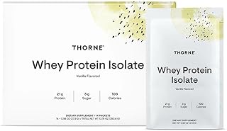 THORNE - Whey Protein Isolate - 21 Grams of Easy-to-Digest Whey Protein Powder - NSF Certified for Sport - Vanilla - 13.79 Ounces - 14 Packets