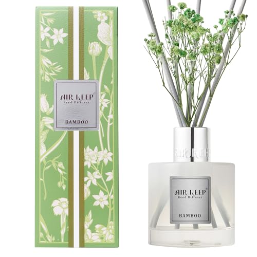 Airkeep Reed Diffuser Set,3.38 fl oz (100 ml) - Bamboo Oil Diffusers with 8 Reed Sticks，Home Fragrance Reed Diffuser for Bathroom Shelf Decor
