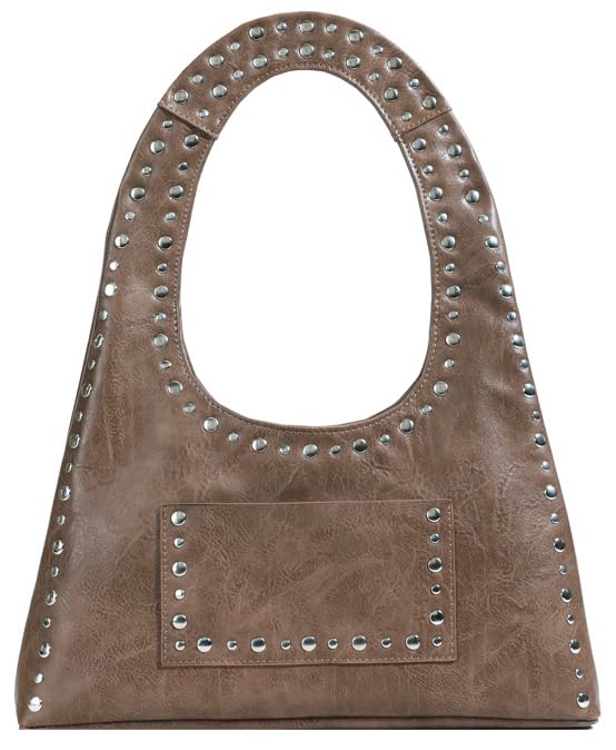 Image of Molodo PU Leather Hobo Bag for Women Vintage Studded Tote Bag Handbag Trendy Shoulder Bag Punk Streetwear Handbag Purse