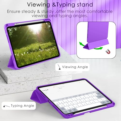 Image of ZryXal New iPad Pro 13 Inch Case (M5) 2025 / (M4) 2024 with Pencil Holder, Smart iPad Case [Support Pencil Pro and Pencil (USB-C)], Support Touch ID and Auto Wake /Sleep (Grape Purple)