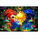 Diamond Painting Super Mario,Pilz Diamond Painting Anime Figuren Deko,Wald Diamond Painting Kinder M?dchen Junge,DIY 5D Diamant Painting Bilder Erwachsene 12x16 inch