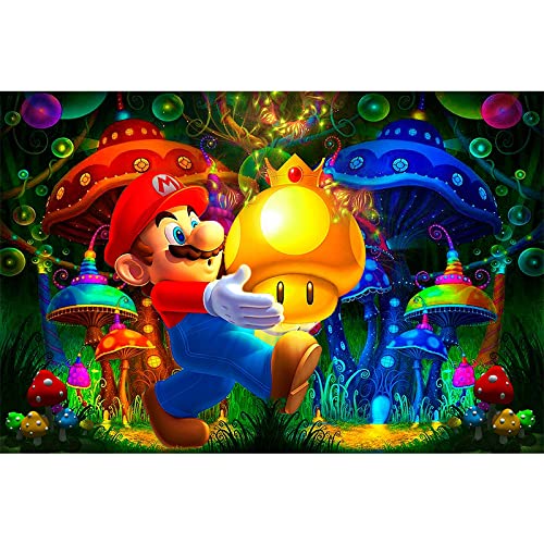 Diamond Painting Super Mario,Pilz Diamond Painting Anime Figuren Deko,Wald Diamond Painting Kinder M?dchen Junge,DIY 5D Diamant Painting Bilder Erwachsene 12x16 inch Cover
