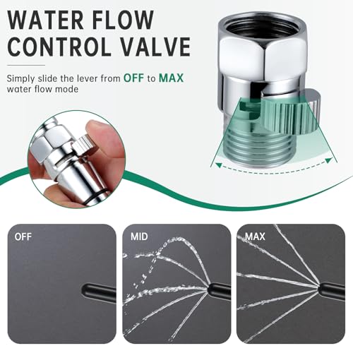 Image of Shower Enema System with 100 Inches Hose, Diverter, Water Control Valve for Men and Women Portable Cleaning, Enema Nozzle Kit Cleaner Attachment(Matte&Chrome
