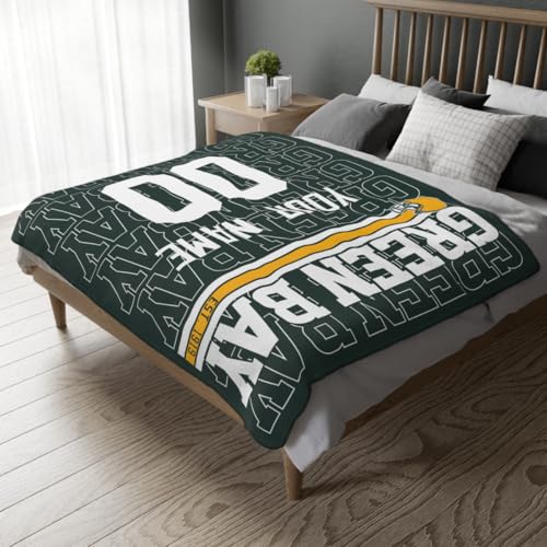 Image of ANTKING Green Bay Throw Blanket for Men Women Boy Custom Name and Number Gifts